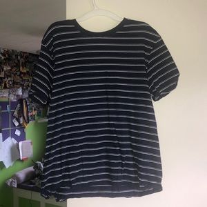 Navy and white striped shirt